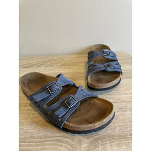 Birkenstock Granada Blue Genuine Leather, Soft Footbed - Size 40 Slip On Comfort